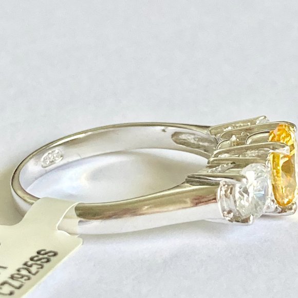 Sterling Silver Yellow Cubic Zirconia Ring Cocktail Size 9 10 Round Cut 925 - Picture 6 of 13